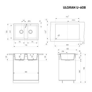 Кухонная мойка Ulgran Classic U-608-341 ультра-белый
